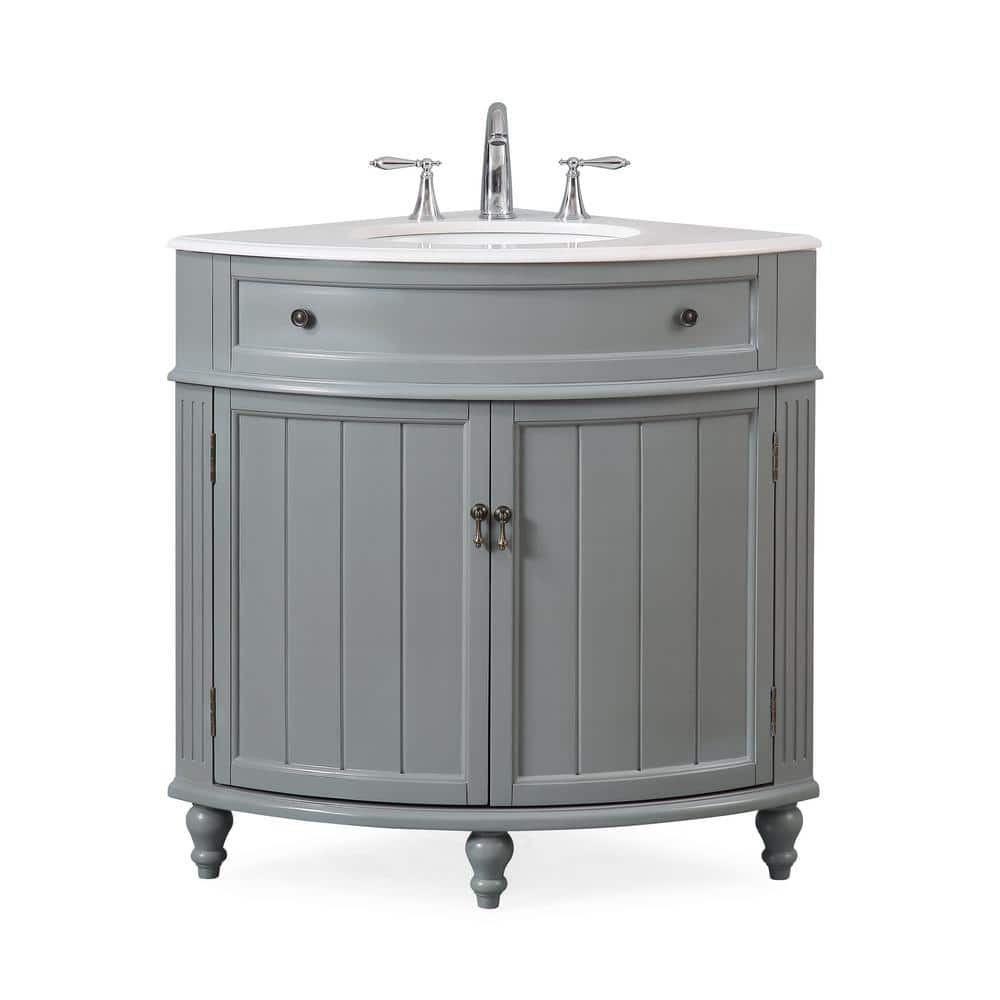 Thomasville 24 in. W x 24 in. D x 34.5 in. H in. Bath Vanity in Gray with M