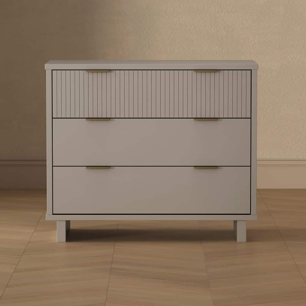 Elara Contemporary Light Gray 3-Drawer 37.8 in. Wide Solid Wood Dresser