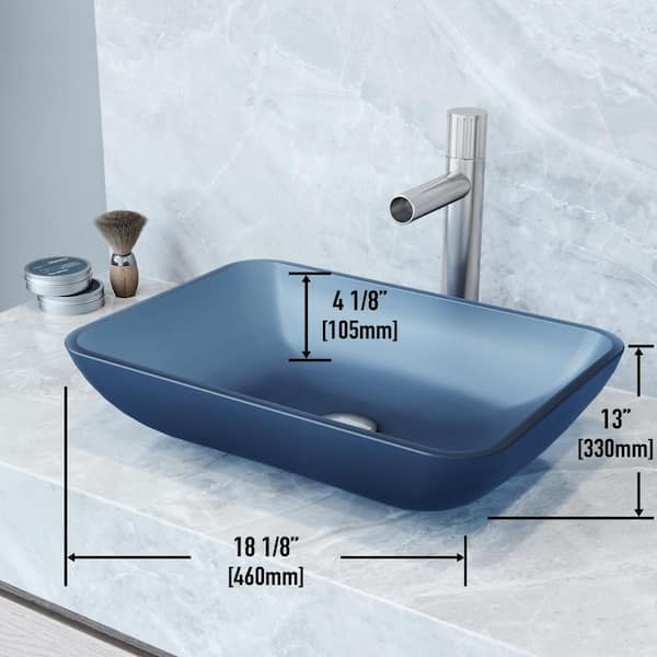 Blue Vessel Sink with Waterfall Faucet Set –