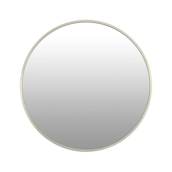 WELLFOR 24 in. W x 24 in. H Round Metal Framed Wall-Mounted Bathroom Vanity Mirror in Matte Gold