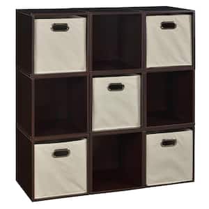 39 in. H x 39 in. W x 13 in. D Brown Wood 14-Cube Organizer