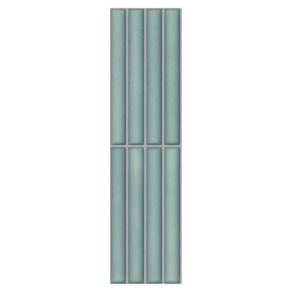 Spanish Lingot 4 in. x 12 in. x 9mm 3D Glazed Fluted Porcelain Wall Tile Aqua-Sample