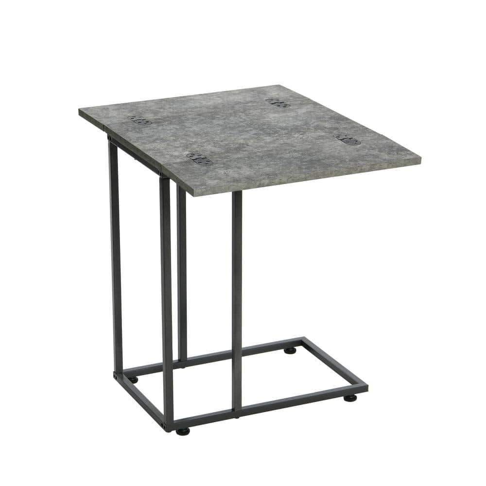 Jamestown Gray and Black Metal Extendable C-Shaped Side Table