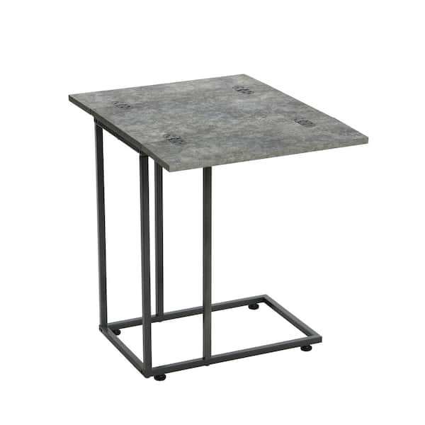 HOUSEHOLD ESSENTIALS Jamestown Folding C Table, Square, Slate Concrete 8192-1
