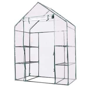 56 in. W x 29 in. D x 77 in. H Green Portable Gardening Plant Walk-In 4 Shelves Greenhouse