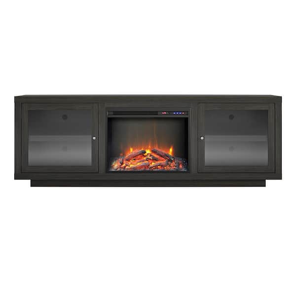 Ameriwood Home Young Lane 71.5 in. Electric Fireplace TV Stand for TVs up to 75 in. in Espresso