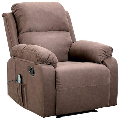 Brown Home Overstuffed Pillow and Armrest Recliner Chair Sofa with 6-Point Remote Control Massage