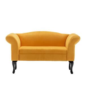 53 in. Wide Round Arm Fabric Modern Straight Sofa in Yellow