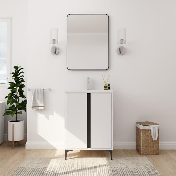 Unbranded 30 in. W x 18 in. D x 34 in. H Freestanding Bathroom Vanity With White Ceramic Sink