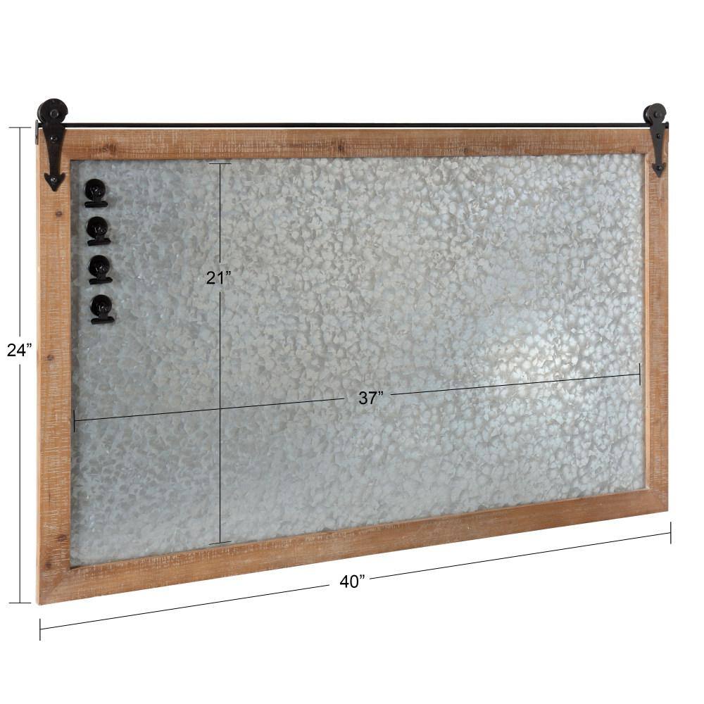 Rustic Brown Magnetic Metal Wall Organizer with Wood Frame