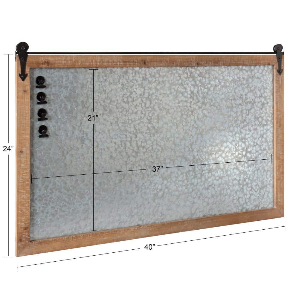 Rustic Brown Magnetic Metal Wall Organizer with Wood Frame