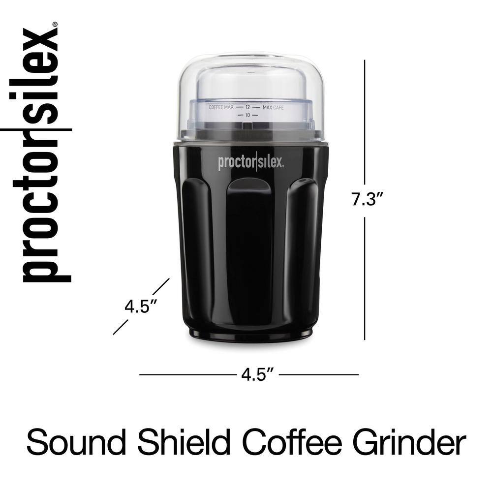 Proctor Silex Black Electric Blade Coffee Grinder with Sound Shield