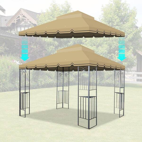 Khaki 10 ft. x10 ft. Outdoor Patio Gazebo Replacement Canopy