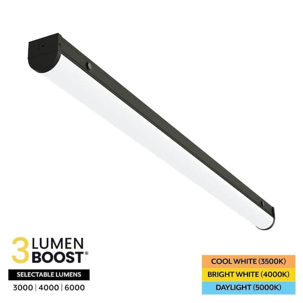 1-Pack 4 ft. Integrated LED Black Strip Light Fixture, 3000/4000/6000 Lumens, Selectable CCT 3500K/4000K/5000K, 45W