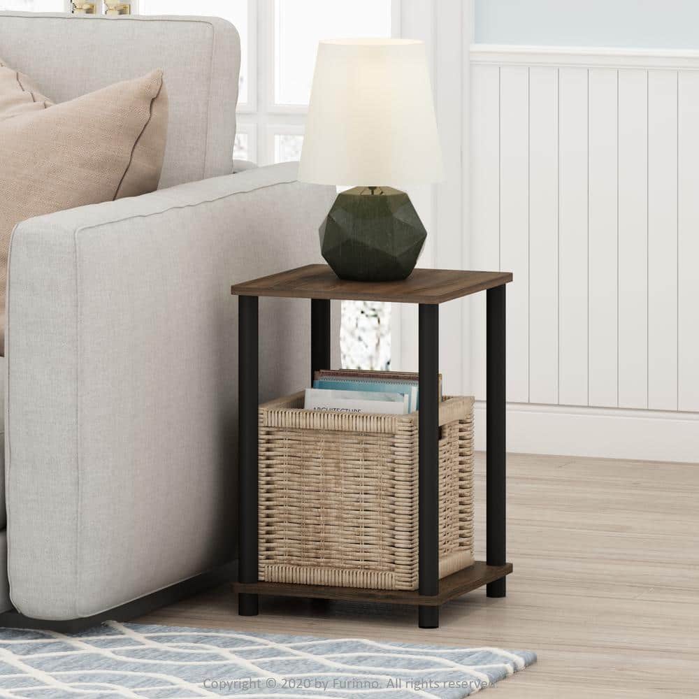 13.4 in. Black Walnut/Brown Rectangle Wood End Table