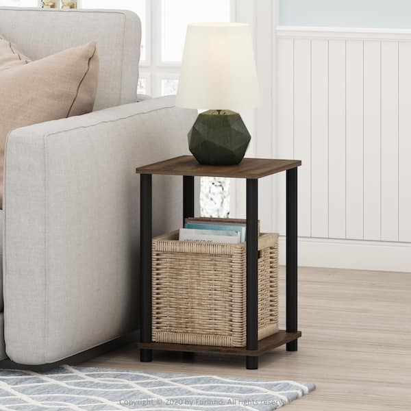 Furinno Turn N Tube Walnut/Brown Simple End Table 99800WN/BR - The