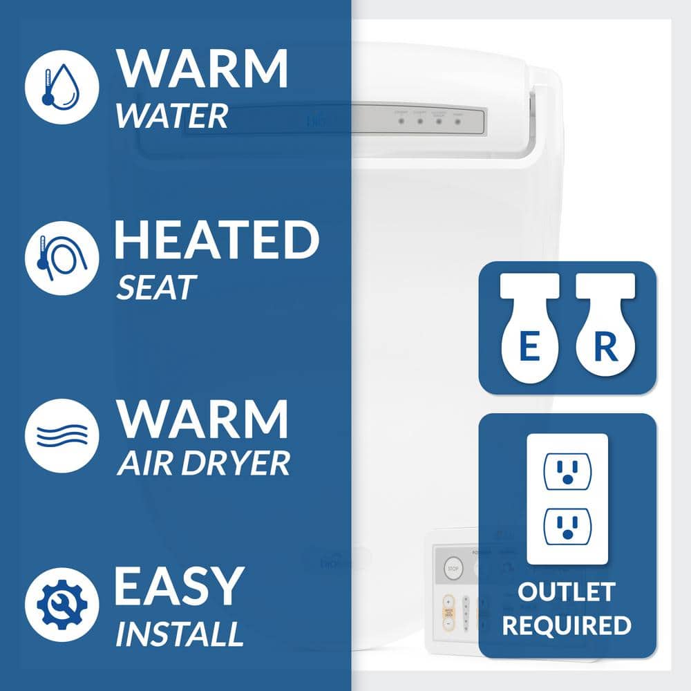 White Heated Electric Bidet Toilet Seat with Remote Control