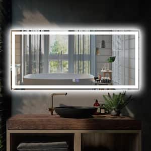 60 in. W x 28 in. H Rectangular Frameless LED Anti-Fog Dimmable Wall Mounted White Modern Style Bathroom Vanity Mirror