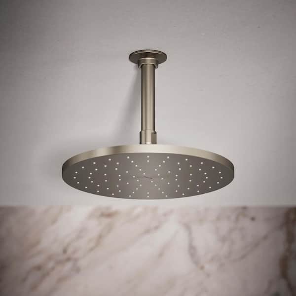 1-Spray Patterns 10 in. Single Ceiling Mount Rain Fixed Shower Head in Vibrant Brushed Nickel