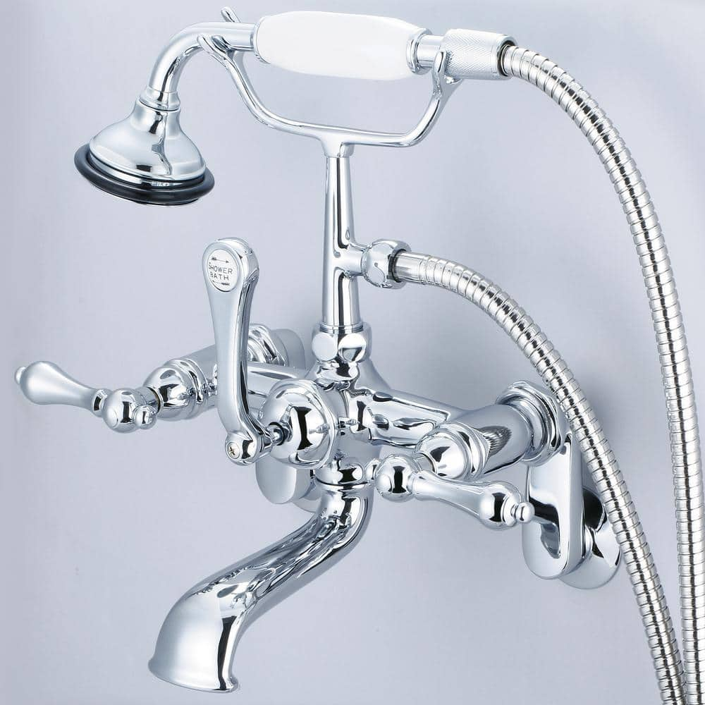 Water Creation 3-Handle Vintage Claw Foot Tub Faucet with Hand