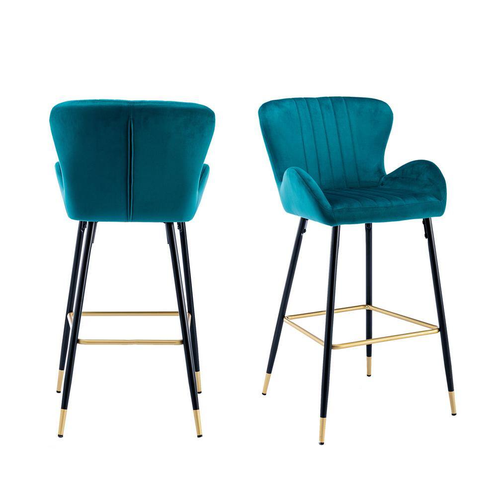 Wateday 40.94 in. Blue Low Back Metal Frame 29.13 in. Bar Stool with