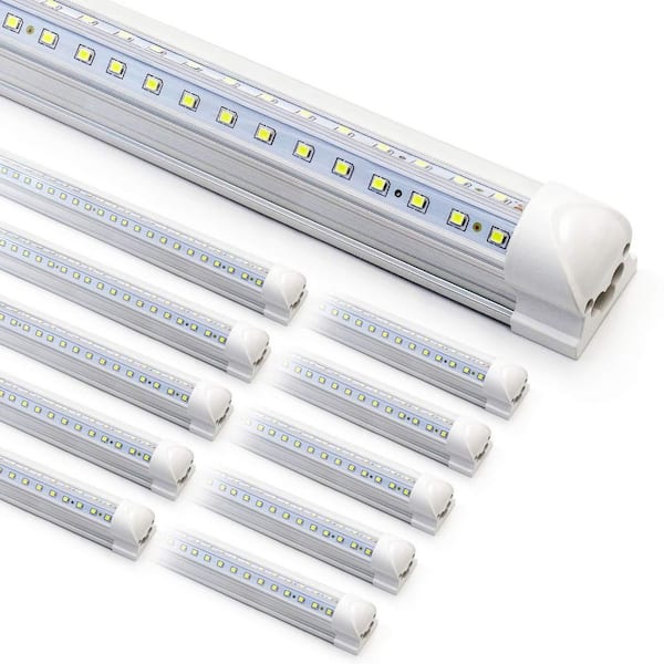 Super Bright 8 ft. 90-Watt LED 6500K 12000LM Cool White Garage/Workbench/Basement Shop Light, Plug and Play (10-Pack)