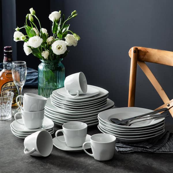 MALACASA 6-Piece White Porcelain Dinnerware in the Dinnerware