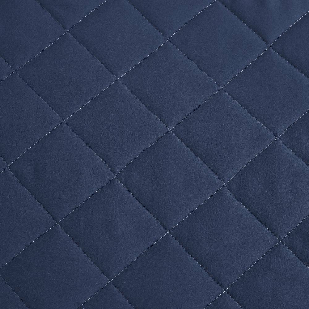 Navy Full Microfiber Diamond-Stitched Reversible Quilt Set