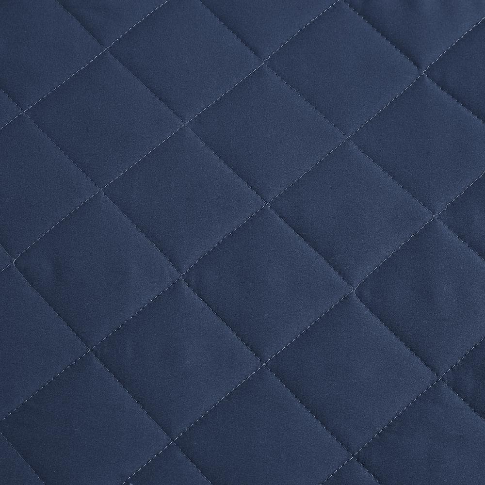 Navy King Reversible Microfiber Diamond Quilt Set