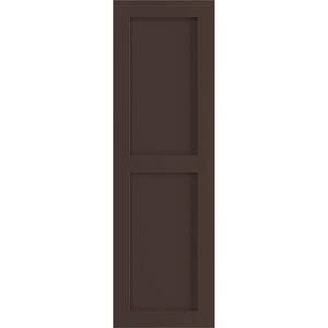 18 in. x 26 in. PVC True Fit Two Equal Flat Panel Shutters Pair in Raisin Brown