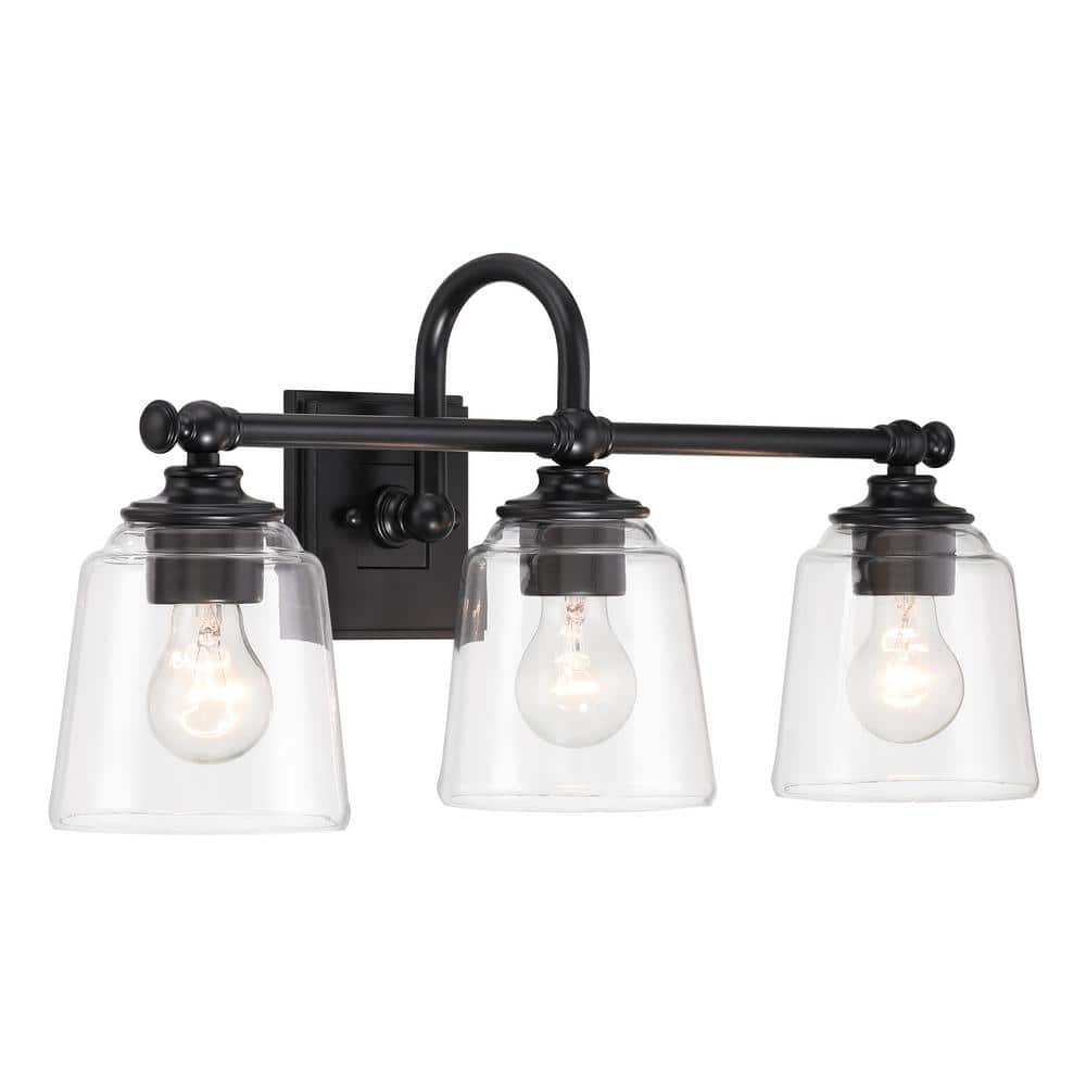 Antonia 25.25 in. 3-Light Coal Black Vanity Bath Light with Clear Glass Shades price history on PriceWatchPro