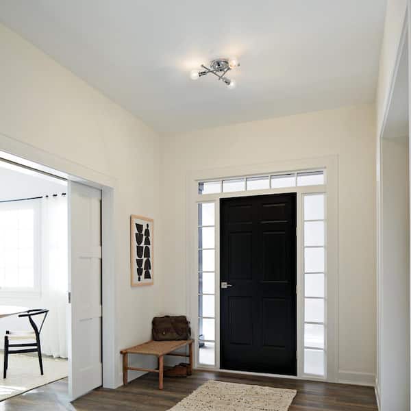 Armstrong 15 in. 3-Light Chrome Mid-Century Modern Hallway Flush Mount Ceiling Light
