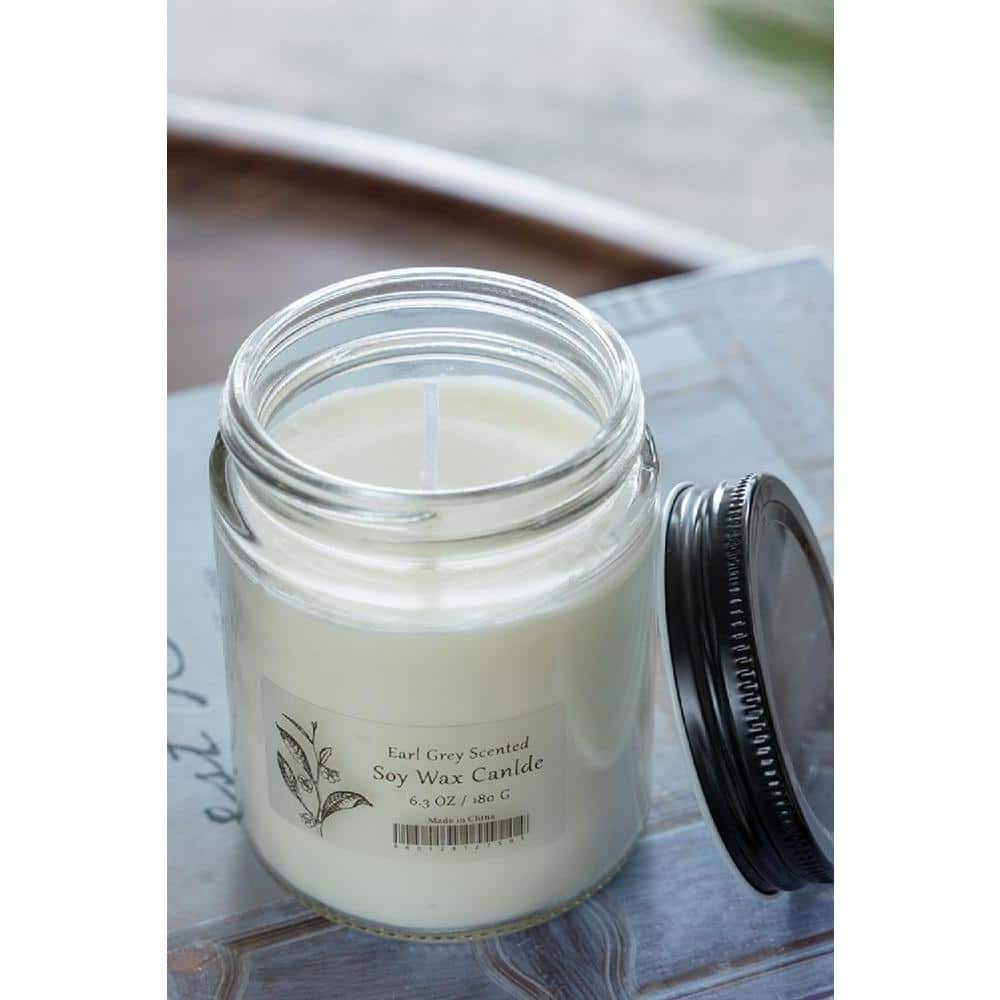 Earl Grey Scented Soy Wax Candle in Glass Jar