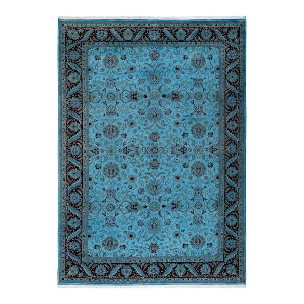 Overdyed Blue 6 ft. 1 x 9 ft. 8 in. Wool Indoor Area Rug