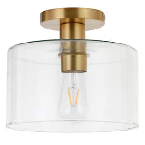Henri 10 in. Brass Semi-Flush Mount with Clear Glass Shade