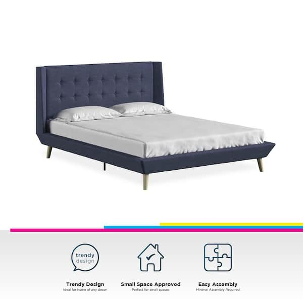 Dorel Home Furnishings Ryan Black Linen Upholstered Queen Bed