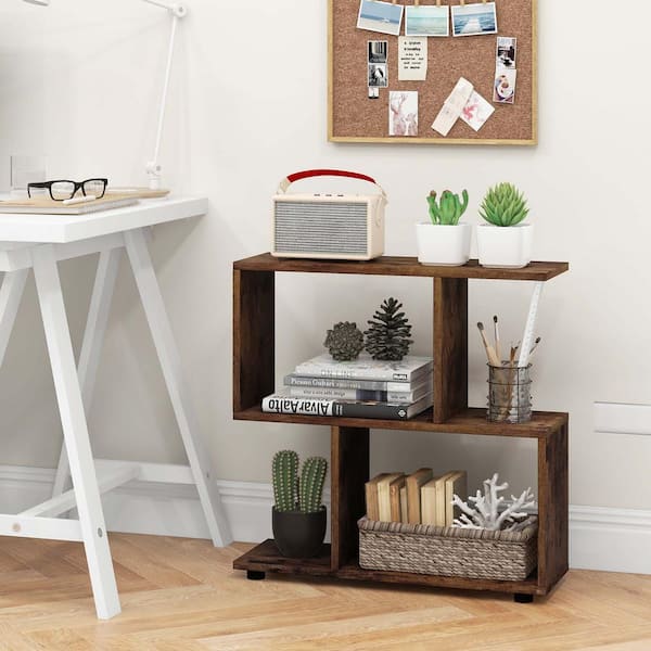 Double Layer Adjustable Wooden Bookshelf Stationery Organizer