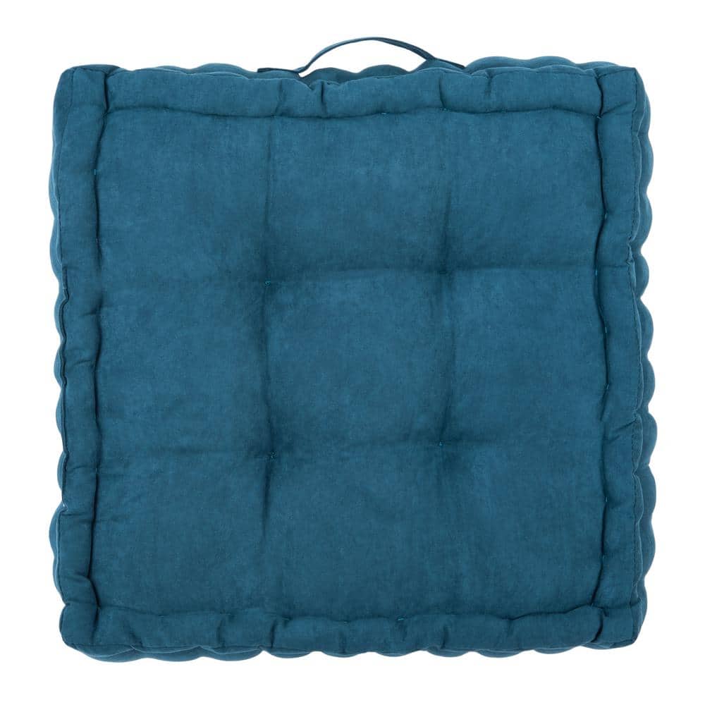 Dark Turquoise Velvet Tufted Square Floor Pillow