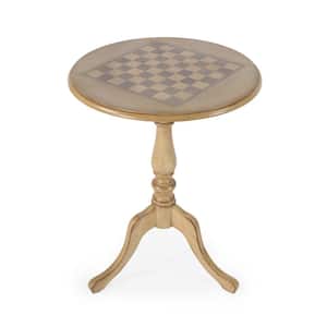 27.0 in. H x 22.0 in. W x 22.0 in. D Beige Colbert Round Wooden Pedestal Game End Table