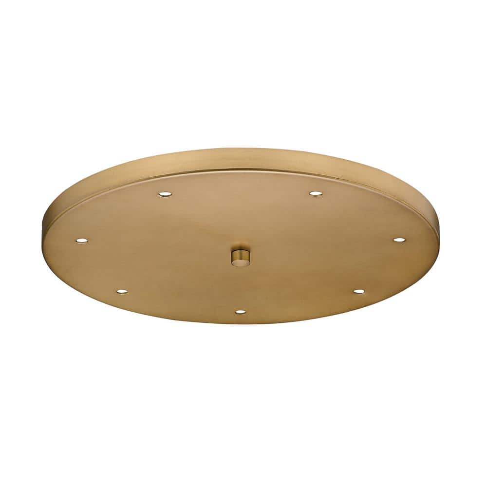 Multi Point Canopy 18 in. 7-Light Rubbed Brass Round Ceiling Plate