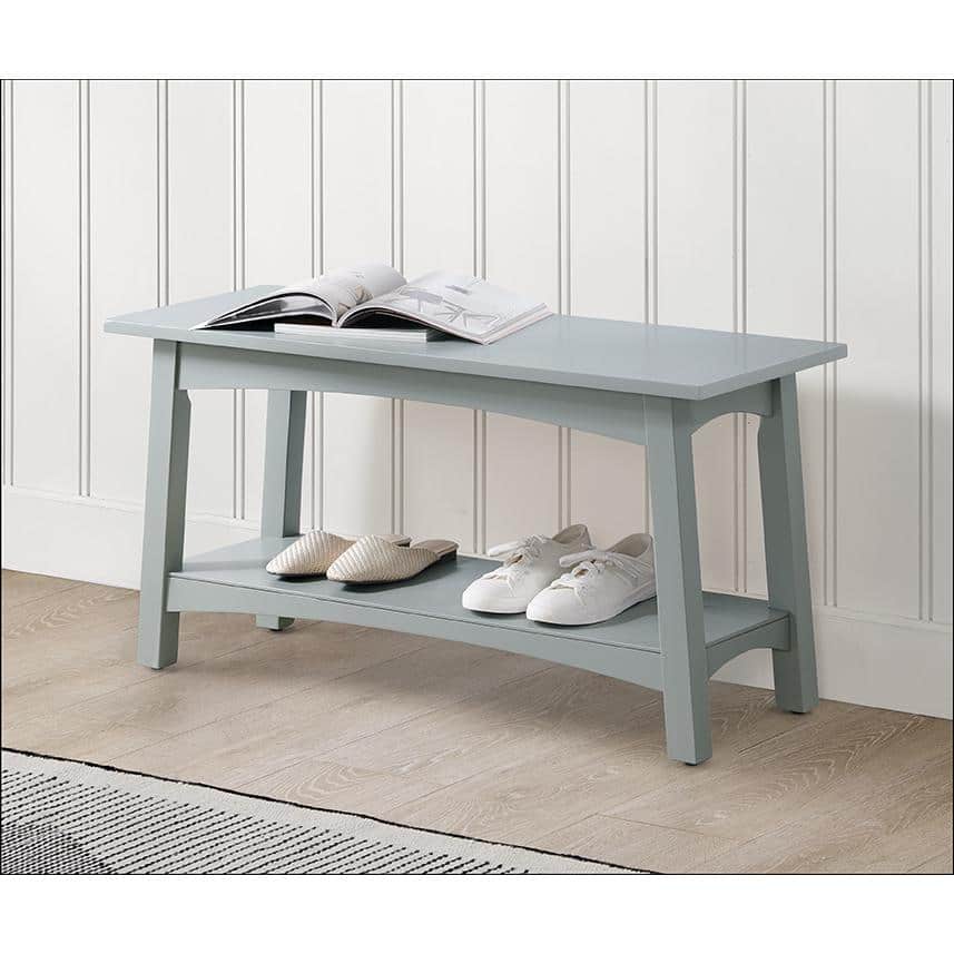 Craftsbury 36" Gray Wood Entryway Bench with Storage Shelf
