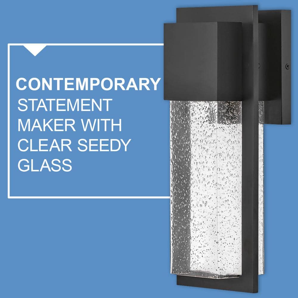 Alex Black Dimmable Outdoor Wall Lantern with Clear Seedy Glass