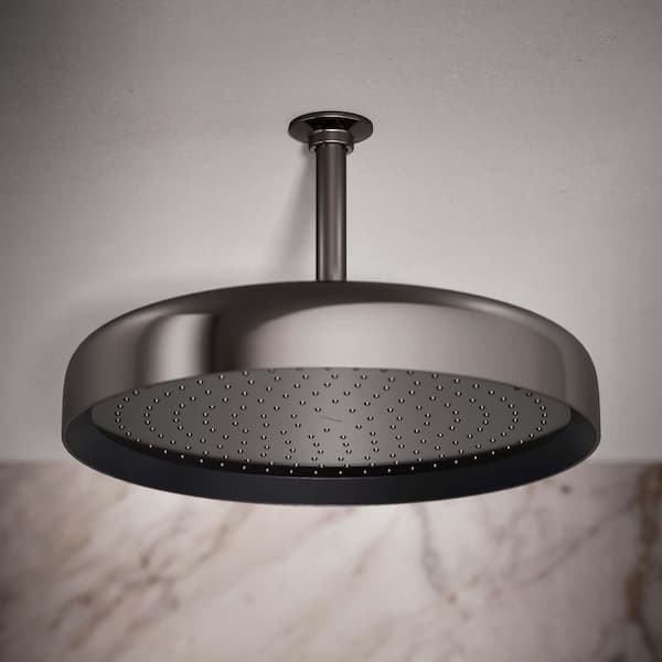 Statement Round 1-Spray Patterns 2.5 GPM 14 in. Ceiling Mount Rainhead Fixed Shower Head in Vibrant Titanium