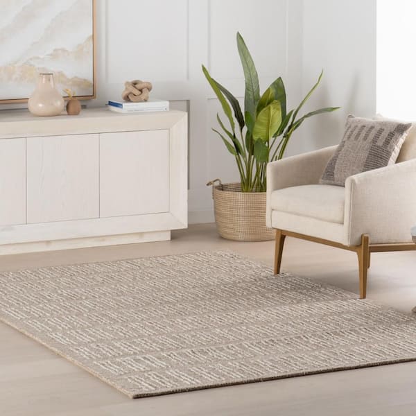 Halbeth Hand Tuffted Wool Area Tan 5 ft. x 8 ft. Indoor Area Rug