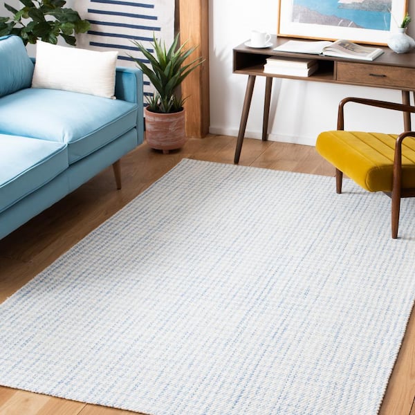 Marbella Blue/Ivory Doormat 3 ft. x 5 ft. Houndstooth Area Rug
