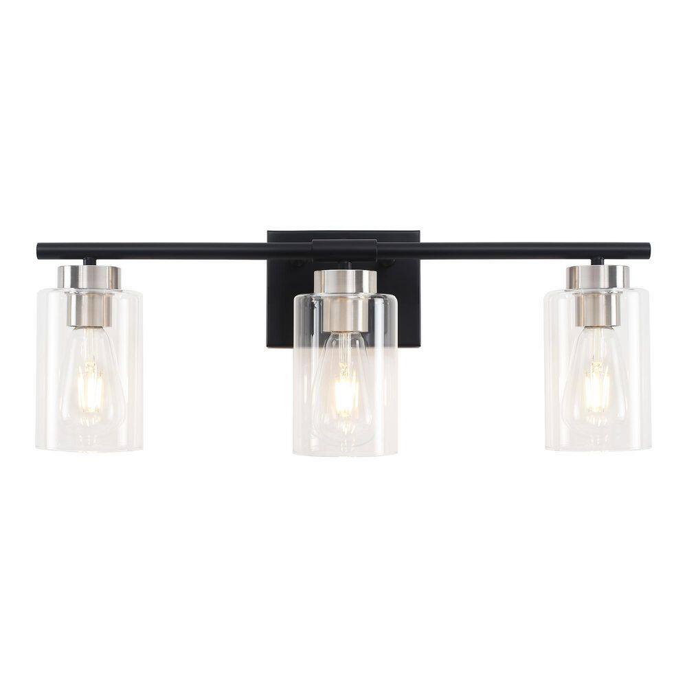 22.83 in. 3-Light Black and Nickel Vanity Light with Clear Glass Shade price history on PriceWatchPro