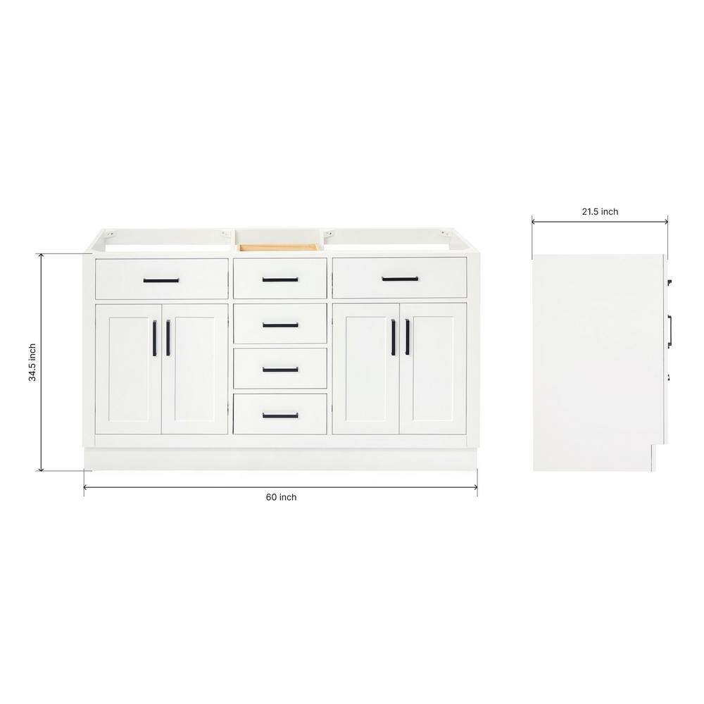60'' White Hardwood Double Freestanding Bathroom Vanity