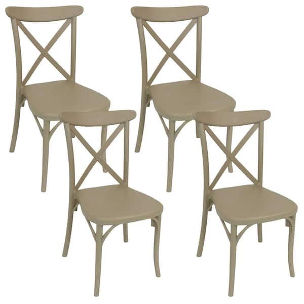 Sunnydaze Decor Bellemead Coffee Plastic Indoor Outdoor Patio Dining Chair (4-Pack)