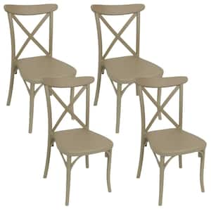 Bellemead Coffee Plastic Indoor Outdoor Patio Dining Chair (4-Pack)