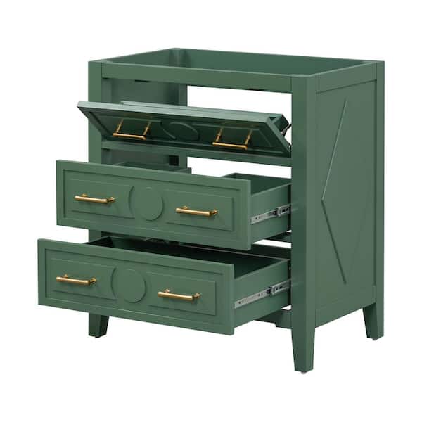 29.5 in. W x 17.8 in. D x 33 in. H Bathroom Green Linen Cabinet